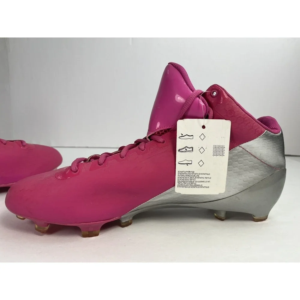 ADIDAS Men's Size 13 Adizero 5 Star Mid Pink & Silver Football Cleats